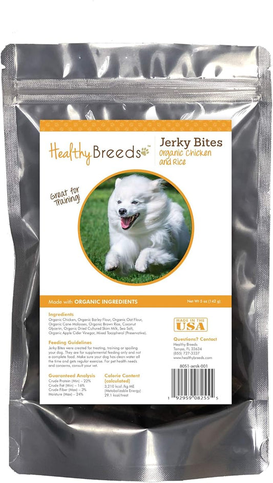 Healthy Breeds American Eskimo Dog Jerky Bites Chicken & Rice Recipe Dog Treats 5 oz