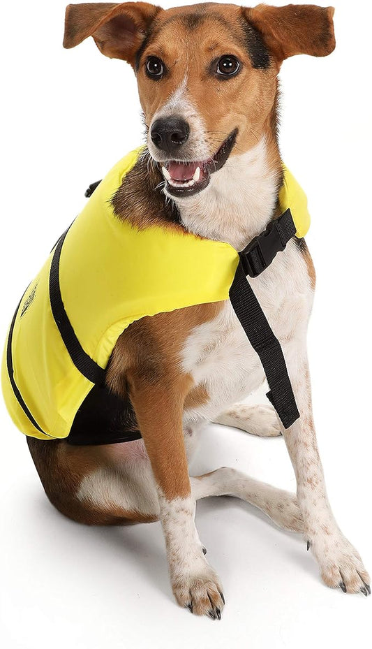 Seachoice Dog Life Vest, Adjustable Life Jacket for Dogs, w/Grab Handle, Yellow, Size Small, 15-20 Lbs.