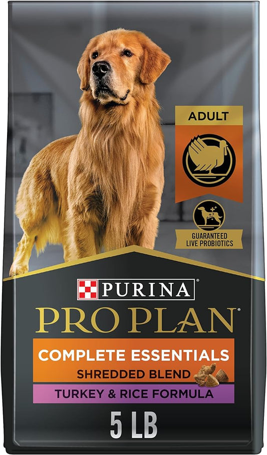 Purina Pro Plan High Protein Dry Dog Food, COMPLETE ESSENTIALS Shredded Blend Turkey & Rice - 5 lb. Bag