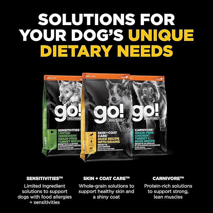 GO! SOLUTIONS Skin + Coat Care - Dry Dog Food, 22 lb - Duck Recipe with Grains for All Life Stages - Complete + Balanced Nutrition for Dogs
