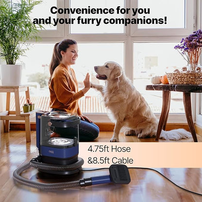 ONE Products Low Noise Dog Hair Vacuum & Dog Grooming Kit with 3.2L Large Capacity for Shedding Grooming Hair, Quiet Pet Grooming Tools, 5 Replaceable Heads, and 4 Combs
