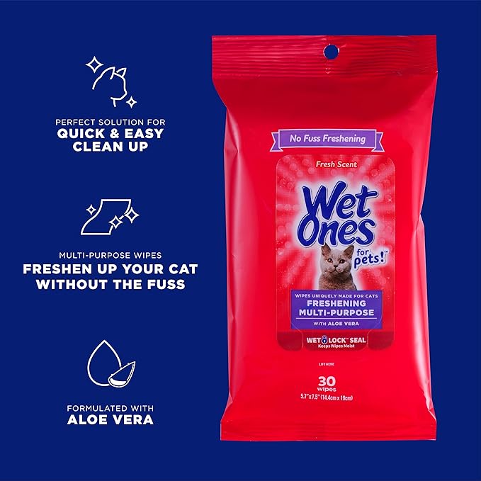Wet Ones for Pets Freshening Aloe Vera Cat Grooming Wipes, 24 Pack, 5760 Count