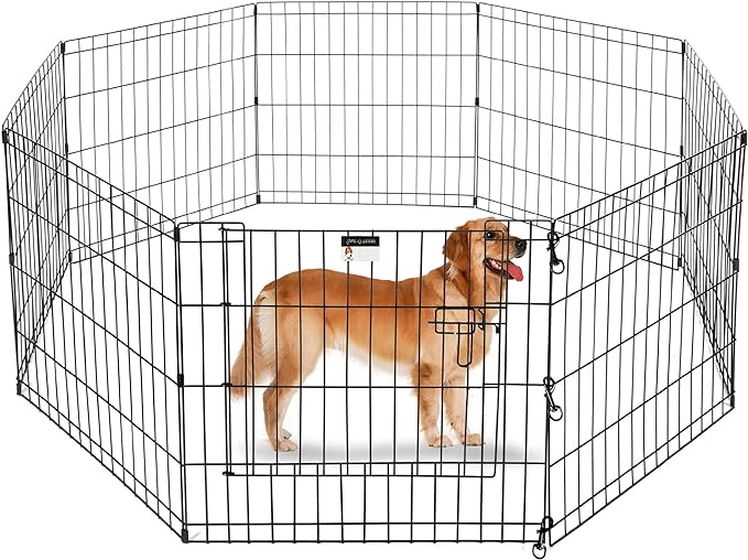 Puppy Playpen - Foldable Metal Exercise Enclosure with Eight 24-Inch Panels - Indoor/Outdoor Fence for Dogs, Cats, or Small Animals by PETMAKER
