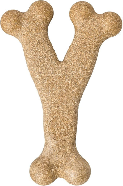 SPOT Bam-Bones Wishbone - Made with Strong Bamboo Fiber, Durable Long Lasting Dog Chew for Light to Moderate Chewers, Great Toy for Adult Dogs & Teething Puppies under 30lbs, 5.25in, Chicken Flavor