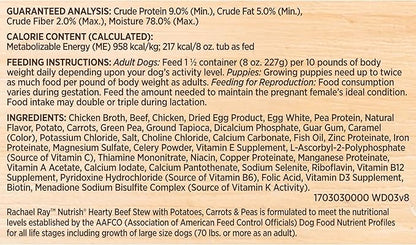 Rachael Ray Nutrish Premium Natural Wet Dog Food, Hearty Beef Stew Recipe, 8 Ounce Tub