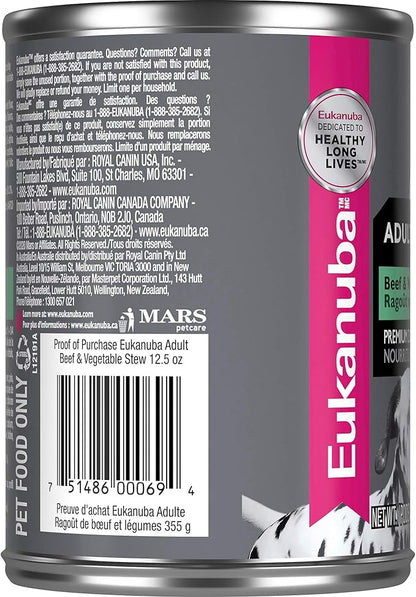 Eukanuba Beef & Vegetable Stew Adult Wet Dog Food, 12.5 oz can (12-count)