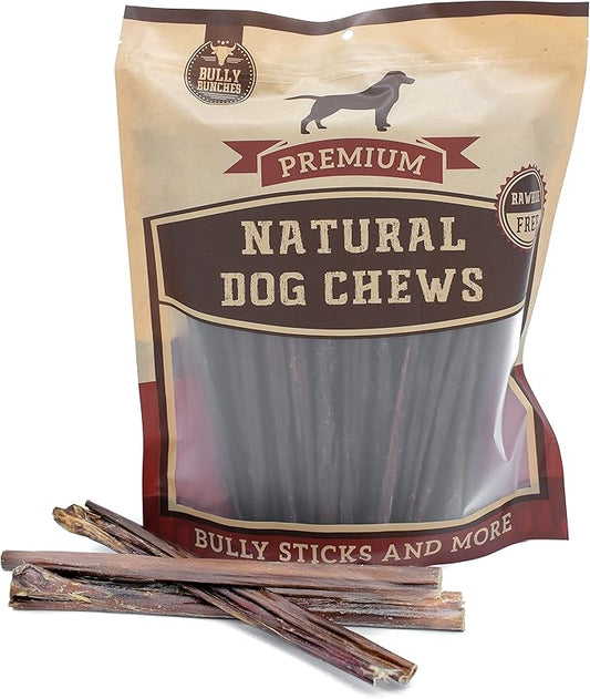Bully Bunches All Natural 6 Inch Beef Jerky Sticks – Soft and Crunchy Gullet Chews - Odor Free, Rawhide Free, Chemical Free – Safe, Healthy and Nutritious Dog Treats for Light Chewers, 25 Pk