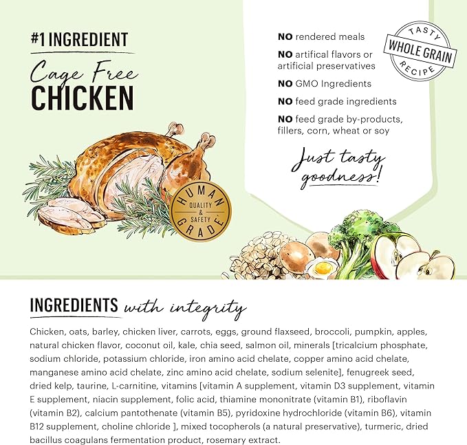 The Honest Kitchen Whole Food Clusters Whole Grain Chicken & Oat Dry Dog Food, 20 lb Bag