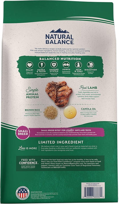 Natural Balance Limited Ingredient Small-Breed Adult Dry Dog Food with Healthy Grains, Lamb & Brown Rice Recipe, 12 Pound (Pack of 1)