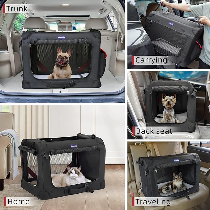 Large Cat Carrier for 2 Cats Small Medium Dogs, Soft Pet Carrier 24x17x17 for Traveling with Warm Blanket Foldable Bowl and Washable Pad