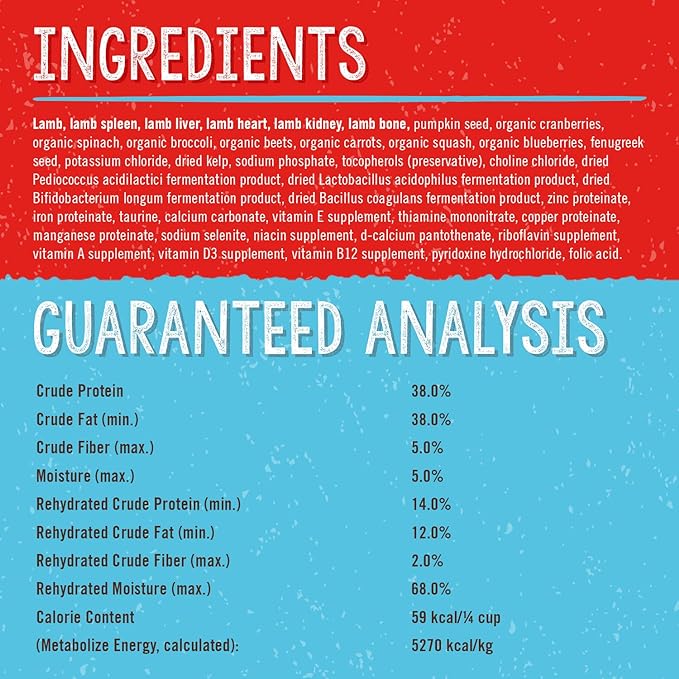 Stella & Chewy's Freeze Dried Raw Dandy Lamb Meal Mixer – Dog Food Topper for Small & Large Breeds – Grain Free, Protein Rich Recipe – 18 oz Bag