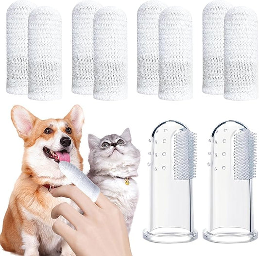 10PCS Dog Finger Toothbrush, Dog Toothbrush Soft Finger Toothbrush for Dogs Dental Care, Dog Toothbrush Finger Cat Toothbrush Washable Dog Tooth Brushing Kit, 1 Set for Two Fingers (5 Sets)