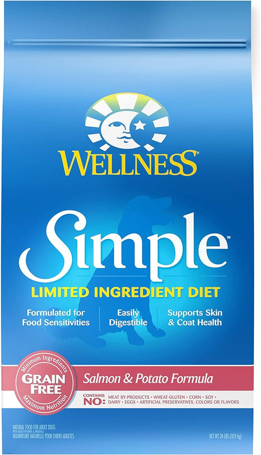 Wellness Natural Pet Food Wellness Simple Natural Grain Free Limited Ingredient Dry Dog Food, Salmon and Potato Recipe, 24-Pound Bag