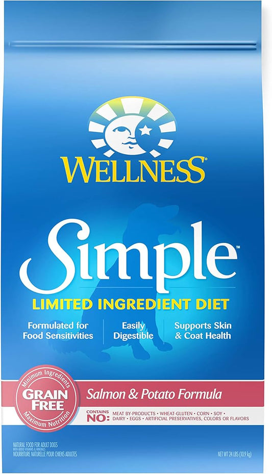Wellness Natural Pet Food Wellness Simple Natural Grain Free Limited Ingredient Dry Dog Food, Salmon and Potato Recipe, 24-Pound Bag