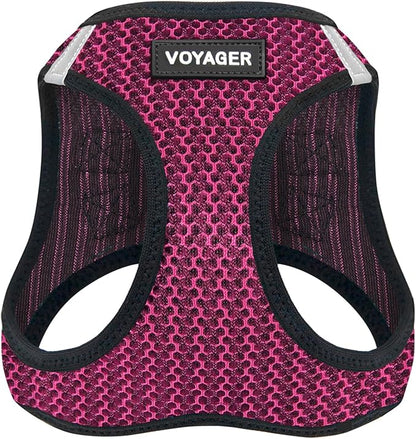 Voyager Step-in Air Dog Harness - All Weather Mesh Step in Vest Harness for Small and Medium Dogs by Best Pet Supplies - Fuchsia (2-Tone), L