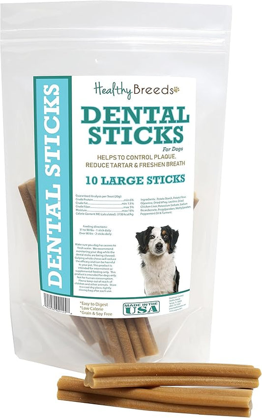 Healthy Breeds Miniature American Shepherd Dental Sticks Large 10 Count