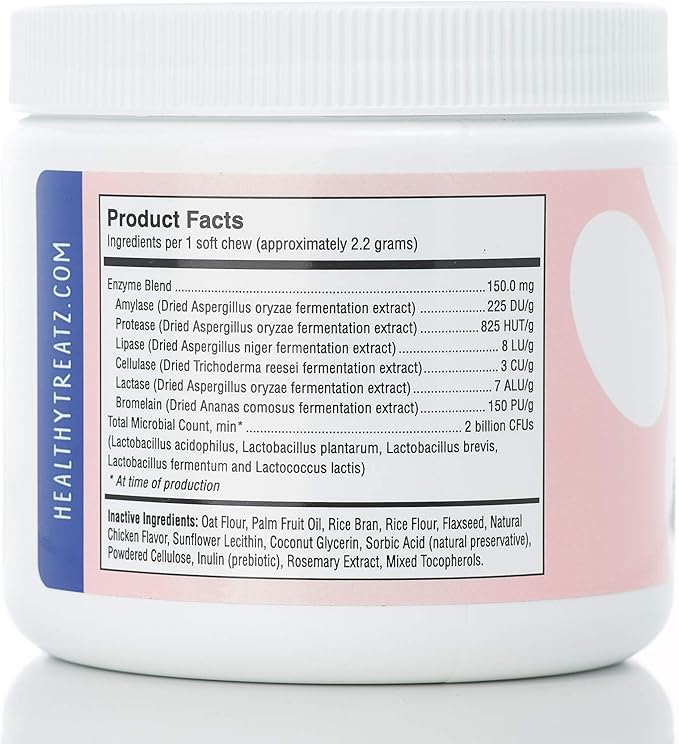 Probiotic Chews for Dogs - with Natural Digestive Supporting Enzymes for Relief of Diarrhea & Upset Stomach + Gas & Constipation - Allergy & Immune System Support