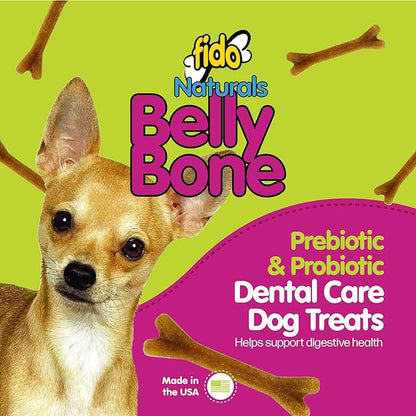 NATURALS Belly Bones for Dogs, 100 Yogurt Flavor Mini Dog Dental Treats(100 Count) - Made in USA - for Extra Small Dogs - Plaque and Tartar Control for Fresh Breath, Digestive Health Support