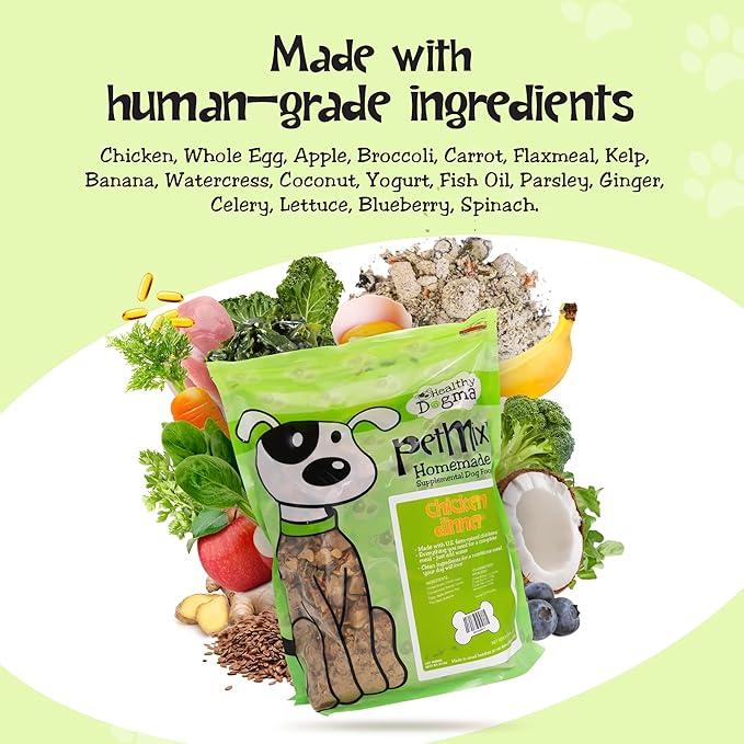 Healthy Dogma - PetMix Dehydrated Dog Food for Allergies - Grain Free, Freeze Dried, Raw, Homemade Dog Food (Chicken Dinner, 2 lbs)