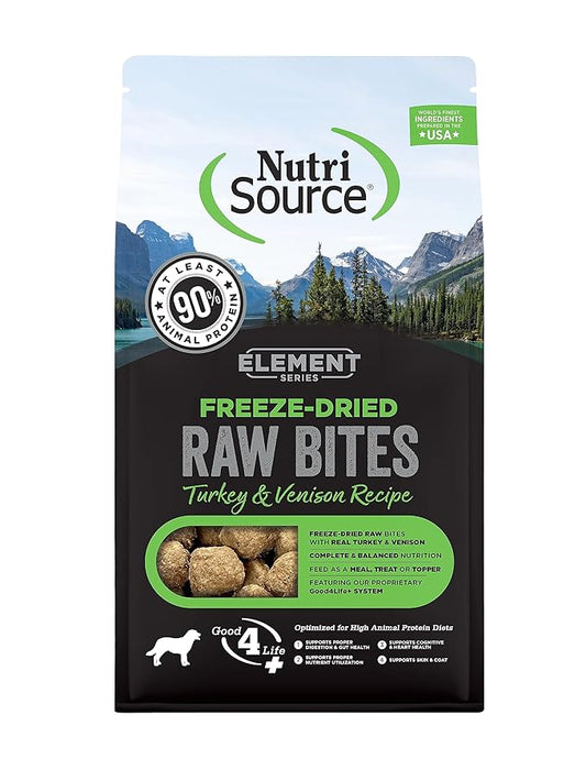 NutriSource Element Series Turkey and Venison Freeze Dried Raw Bites, 10 Ounce (Pack of 1)