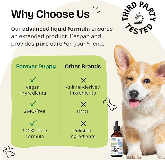 Digestion Drops for Dogs - Liquid Digestive Supplements w/Fennel Seeds & Licorice Root - Fiber for Dogs - Herbal Dog Vitamins and Supplements for Digestive Health & Gut Support 4 oz