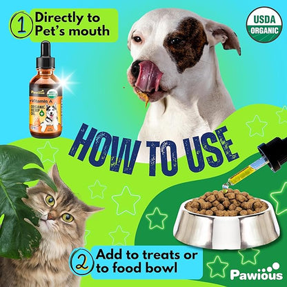 Hemp Oil for Dogs and Cats - USDA Organic, Large 2oz Bottle, Made in USA - Omega 3, 6 and 9, Vitamins A and E - Hip and Joint Support - Anxiety, Arthritis and Seizures Relief, Calming Aid