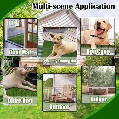 Large Dogs Artificial Grass Pee Pads, High Drain Puppy Potty Turf Training Tray, Pets Fake Grass Patch, 45" x 32"