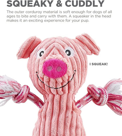 Charming Pet Ranch Roperz Pig Plush Squeaky Dog Toy