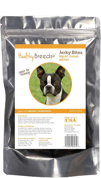 Healthy Breeds Boston Terrier Jerky Bites Chicken & Rice Recipe Dog Treats 5 oz