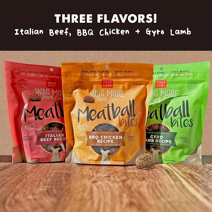 Cloud Star Wag More Bark Less Meatballs – Soft Grain Free Real Natural Chicken Dog Treats, Chicken 14 oz.