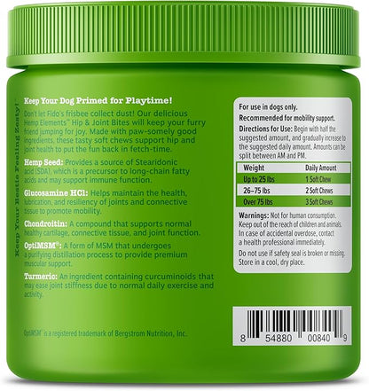 Zesty Paws Mobility Bites Dog Joint Supplement - Hip and Joint Chews for Dogs - Pet Products with Glucosamine, Chondroitin, & MSM + Vitamins C and E for Dog Joint Relief – Hemp - Chicken – 90 Count