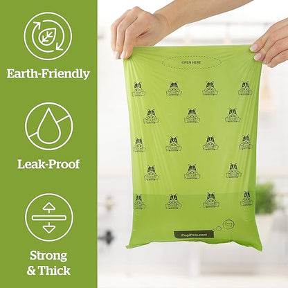Pogi's Dog Poop Bag Dispenser with Metal Carabiner Clip - Includes 1 Dog Poop Bag Holder for Leashes & 15 Compostable Poop Bags for Dogs