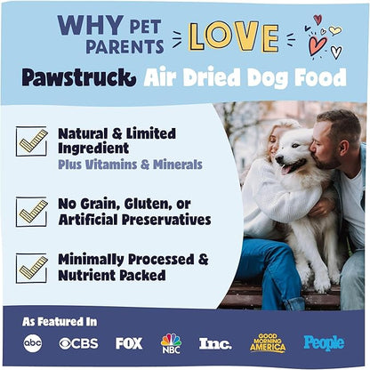 Pawstruck All Natural Air Dried Dog Food w/Real Beef - Grain Free, Made in USA, Non-GMO & Vet Recommended - High Protein Limited Ingredient Wholesome Full-Feed - for All Breeds & Ages - 2lb Bag