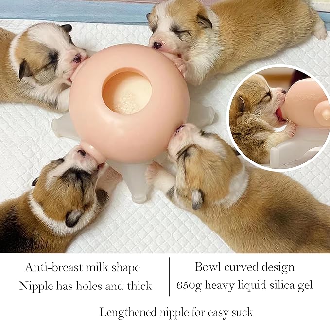 Puppy Feeder Puppy Milk Feeder Puppy Nursing Station Puppy feeders for Multiple Puppies Puppy Milk replacer Doggie Bubble Dongdong pet (L Size(Medium/Large Dog), Pink)