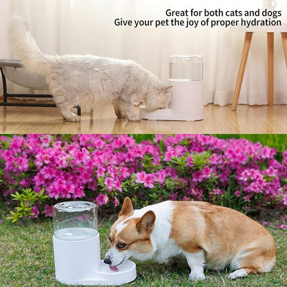 CZPET 4L Pet Water Dispenser (2 Pack) Unplugged Automatic Water Bowl Dispenser Gravity Water Dispenser for Cats Water Self Feeder Dog Fountain Dogs Bowl Bottles for Puppy Kitten
