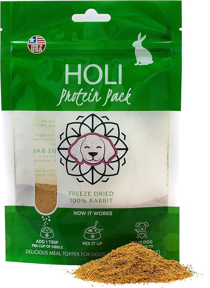 HOLI Freeze Dried Dog Food Topper - 3 Pack 2oz/Bag (Beef Liver, Lamb Liver, Rabbit) Mix in Flavor Enhancer, 100% All Natural