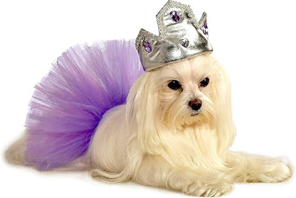 Rubie's Silver Tiara with Purple Stones Pet Costume Accessory, Small/Medium, Multicolor