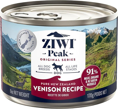 ZIWI Peak Canned Wet Dog Food – All Natural, High Protein, Grain Free, Limited Ingredient, with Superfoods (Venison, Case of 12, 6oz Cans)