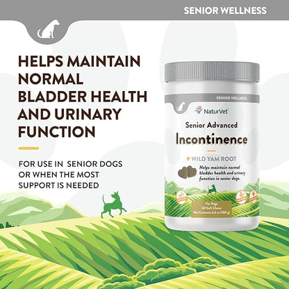 NaturVet Senior Advanced Incontinence Dog Supplement – Helps Support Dog’s Bladder Control, Normal Urination – Includes Synergistic Blend of Botanicals – 60 Ct. Soft Chews