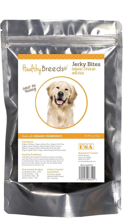 Healthy Breeds Golden Retriever Jerky Bites Chicken & Rice Recipe Dog Treats 5 oz