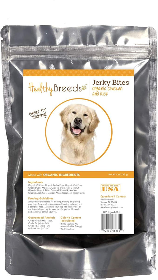 Healthy Breeds Golden Retriever Jerky Bites Chicken & Rice Recipe Dog Treats 5 oz
