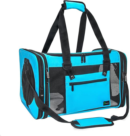 Soft-Sided Pet Carrier for Cats Small Dogs of 15 Lbs Medium Blue