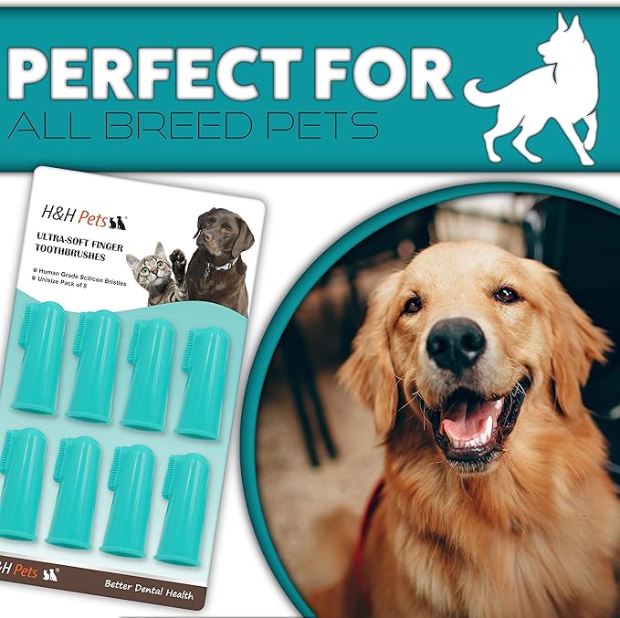 H&H Pets Dog Toothbrushes and Toothpaste Best Professional Cat & Dog Finger Toothbrush, Dog Toothpaste Series with Many Size Options