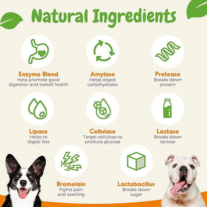 Probiotics for Dogs - Digestive Enzymes for Gut Health, Diarrhea & Bowel Support, Seasonal Allergies, Dog Supplement for Pet Immune System, Dog Vitamin - 120 Soft Chews - Chicken