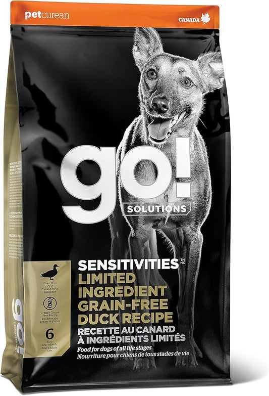 GO! SOLUTIONS Sensitivities – Duck Recipe – Limited Ingredient Dog Food, 22 lb – Grain Free Dog Food for All Life Stages – Dog Food to Support Sensitive Stomachs