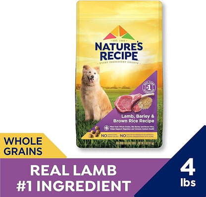Nature′s Recipe Lamb, Barley & Brown Rice Recipe Dry Dog Food, 4 lb. Bag