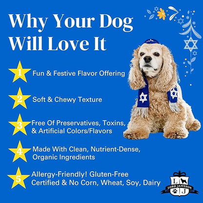Hanukkah Gelt 6 oz - Dog Patisserie Treats, Holiday Collection, Organic, Soft & Chewy No-Bake Superfood Bites, Preservative Free