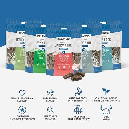 Icelandic+ Plus Chewy Jerky Bars Capelin, Skyr, & Seaweed Dog Treat 2.5-oz Bag