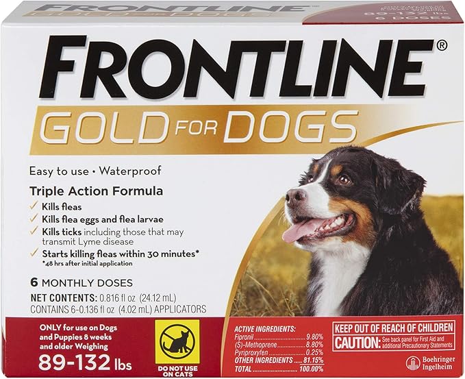 FRONTLINE Gold Flea & Tick Treatment for X-Large Dogs Up to 89 to 132 lbs., Pack of 6