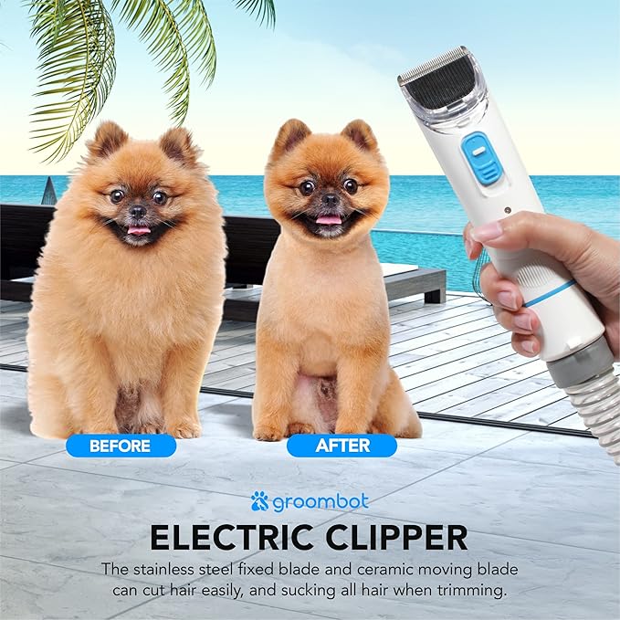 Pet Grooming Kit & Vacuum, Low Noise Suction, 2.5L Large Hair Collection Box, 5 Professional Grooming Tools for Shedding, Trimming, and More for Dogs Cats and Other Animals